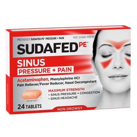 Sudafed Sudafed Non-Drowsy Pressure & Pain Acetaminophen 24 Caplets, PK72 5354724